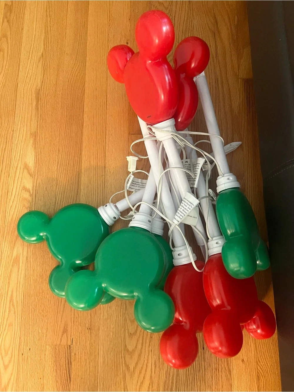 Vintage Disney Blinking Holiday Mickey Mouse Red Green 8 Pathway Lights